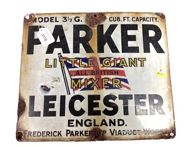 Lot 2178 - Original 'Parker Little Giant All British Mixer' enamel advertising sign, 36 x 30.5cm