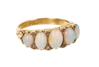 Lot 489 - Late Victorian opal five stone ring