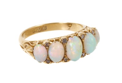 Lot 489 - Late Victorian opal five stone ring