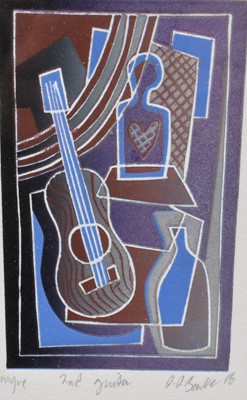 Lot 1049 - *Dale Devereux Barker (b.1962) three unique signed prints - ‘2nd Guitar’, Untitled and ‘Modern Flower’