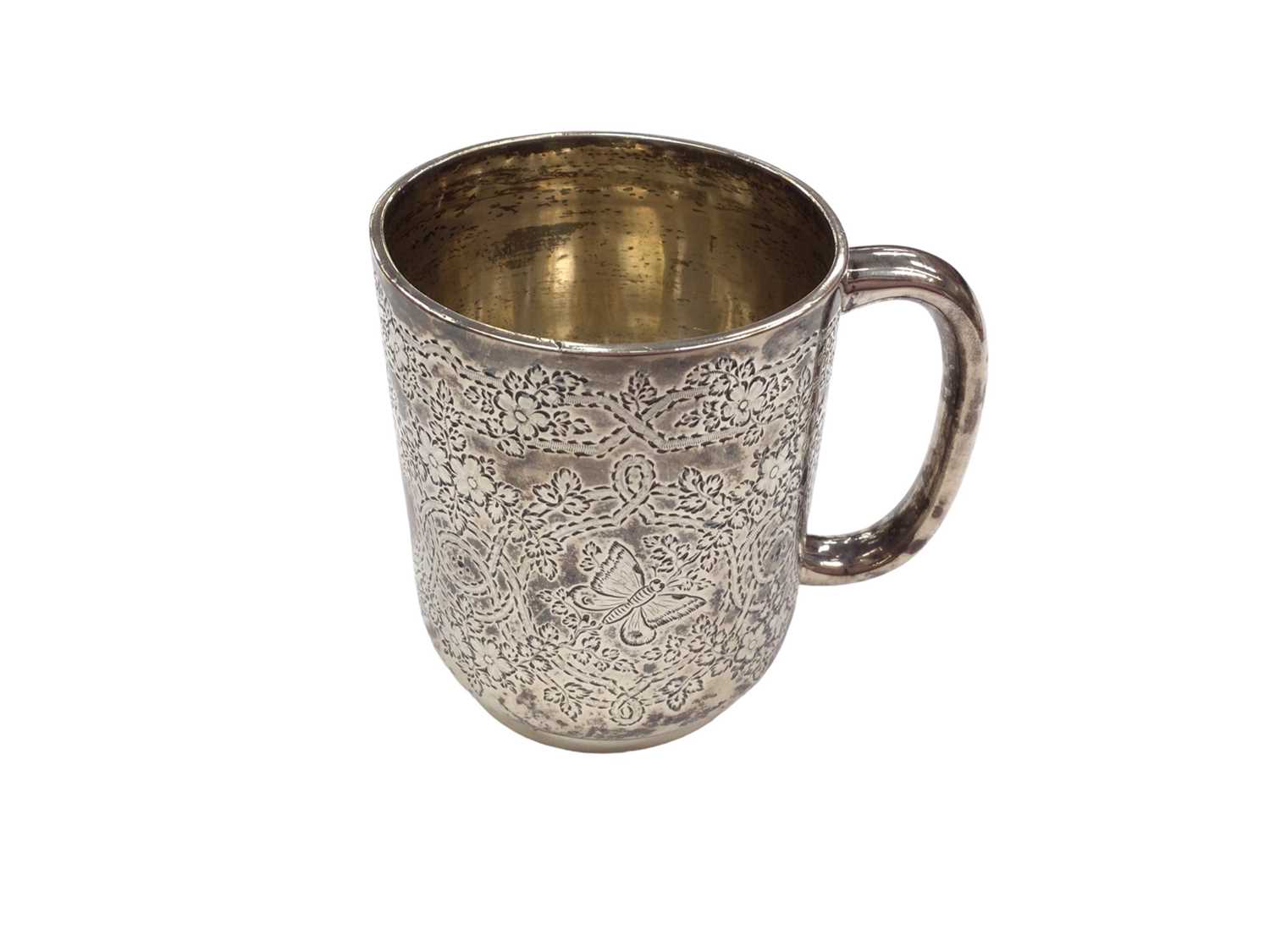 Lot 269 - Victorian silver christening mug, with engraved decoration, (London 1891)