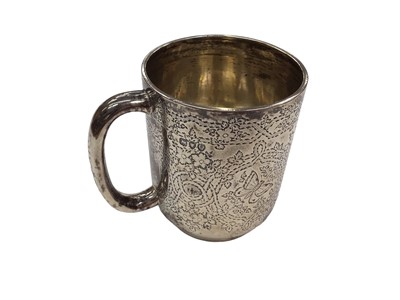 Lot 269 - Victorian silver christening mug, with engraved decoration, (London 1891)