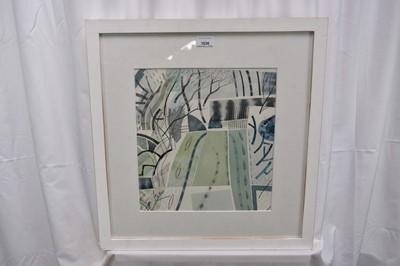 Lot 1036 - Colin Wilkin (Contemporary) watercolour - Field Edge Great Yeldham, December, exhibition label verso dated 1999, 35cm x 33cm, in glazed frame