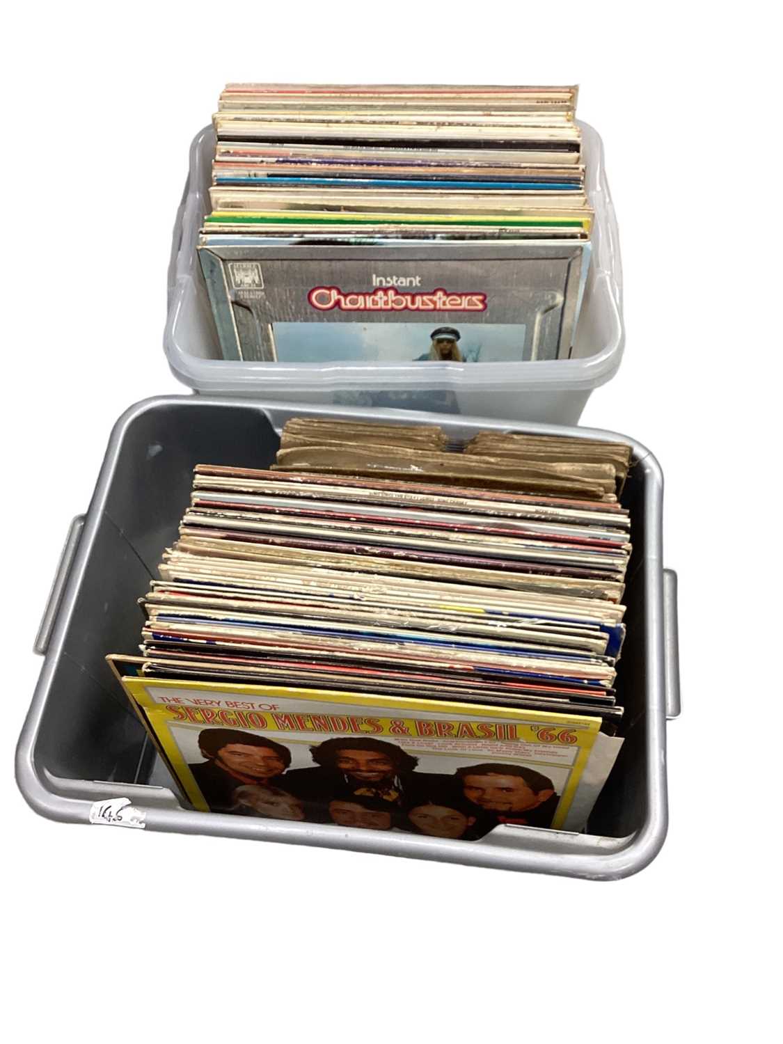 Lot 2238 - Two boxes of LP records including Don Rendell (spotlight 501) Duke Ellington, Don Williams etc and 78's including Eric Delaney, Nat King Cole etc