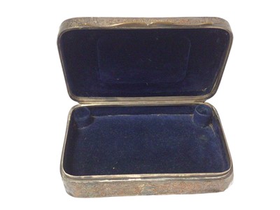 Lot 372 - 19th centry silver plate on copper velvet lined jewellery casket