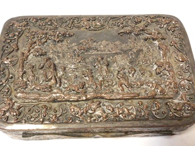 Lot 372 - 19th centry silver plate on copper velvet lined jewellery casket