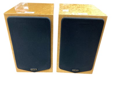 Lot 2265 - Pair of Quad 77-11 stereo speakers in birds eye maple cases