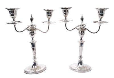 Lot 283 - Pair of early 20th century silver plated candelabra