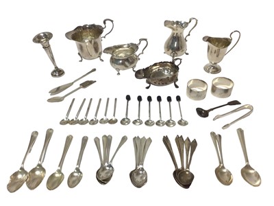 Lot 287 - Selection of assorted silverware including cream jugs, napkin rings and spoons