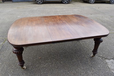 Lot 1368 - Victorian Irish mahogany extending dining table with one additional leaf by Strahan & Co