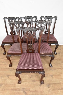 Lot 1367 - Set of six Chippendale revival mahogany dining chairs