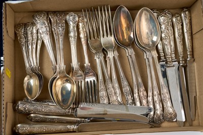 Lot 325 - Silver canteen of cutlery - six place setting