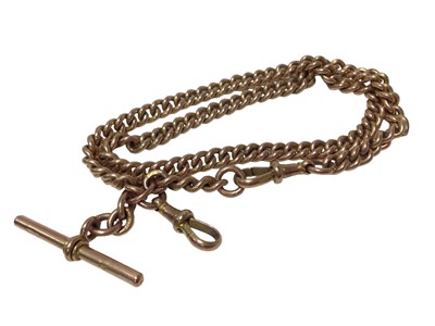 Lot 504 - Edwardian 9ct rose gold curb link watch chain