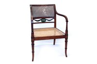 Lot 1402 - George III-style polychrome painted elbow...