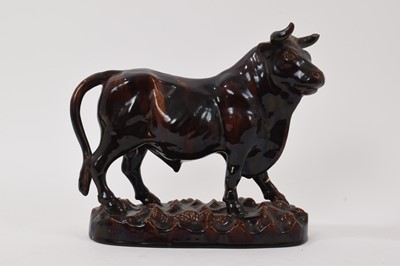 Lot 76 - Antique Palissy ware majolica pottery model of a Bull - M Mafra, Portugal (1)