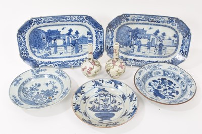 Lot 231 - Pair of Chinese miniature vases and blue and white dishes