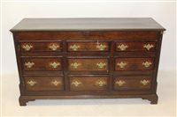 Lot 1408 - George III oak and fruitwood crossbanded mule...