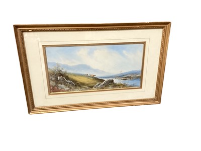 Lot 388 - F Clarence - watercolour and bodycolour, highland cattle in a landscape