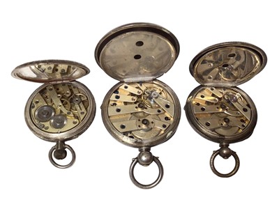 Lot 302 - Three 19th century fob watches in engraved silver cases