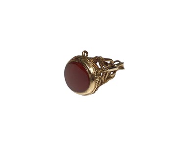 Lot 305 - Victorian style 9ct gold and carnelian fob