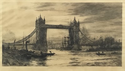 Lot 134 - William Wyllie (1851-1931) etching - Tower Bridge, signed