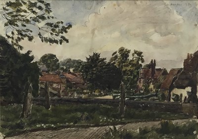 Lot 124 - George Hooper (1910-1994) watercolour - Village scene, signed and dated 1940