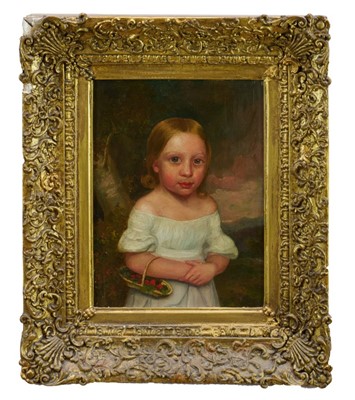 Lot 941 - English School, 19th century, trio of oils on panel - portraits of three sisters, 31cm x 24cm, in gilt frames (3)