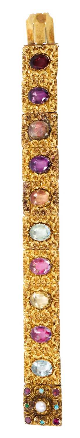 Lot 469 - Regency/19th century gold and multi-gem set bracelet