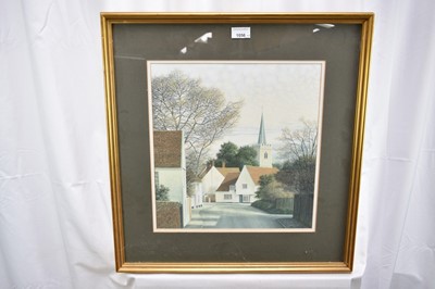 Lot 1056 - Michael Pettersson (b.1939) watercolour - Court Street Nayland, signed and dated 2-'80, together with Windmill in a Winter Landscape by the same hand