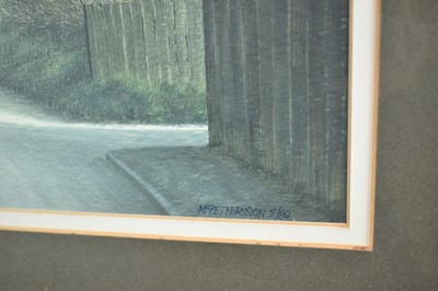 Lot 1056 - Michael Pettersson (b.1939) watercolour - Court Street Nayland, signed and dated 2-'80, together with Windmill in a Winter Landscape by the same hand