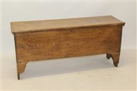 Lot 1420 - 18th century elm six-plank coffer, hinged...