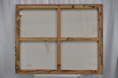 Lot 1052 - Diane Hughes (b.1943) acrylic on canvas - Winter Watermeadows, titled to label verso, 80cm x 100cm, framed