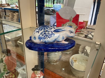 Lot 60 - Dutch Delft hare, painted in blue
