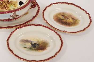 Lot 22 - Royal Worcester sauce tureen and cover and stand and a small pair of dishes