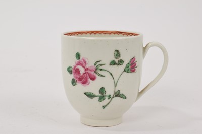 Lot 96 - Worcester coffee cup, painted with a pink rose, circa 1770