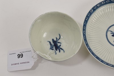 Lot 66 - Worcester blue and white ribbed tea bowl and saucer, circa 1760