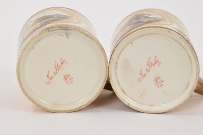 Lot 71 - Pair of Derby coffee cans painted with a view ‘In Italy’, circa 1815