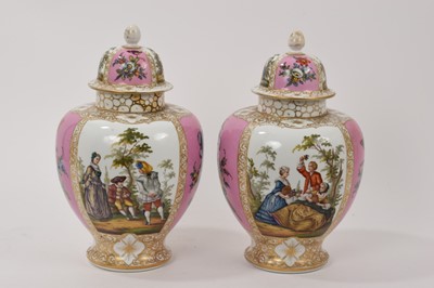 Lot 101 - Pair of Helena Wolfsohn Dresden vases and covers