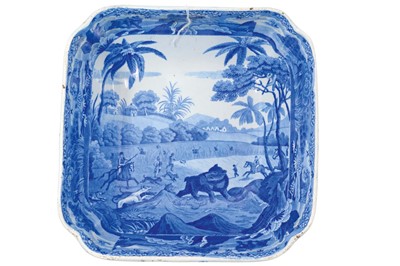 Lot 102 - Spode blue printed salad bowl, from the Indian Sporting Series, circa 1820