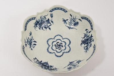 Lot 65 - Worcester blue printed junket dish, circa 1775. Provenance; Godden Reference Collection