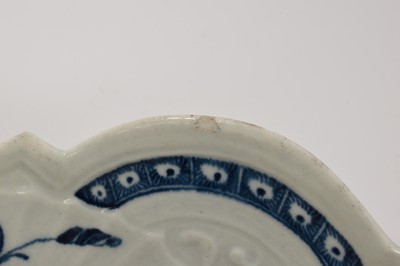 Lot 65 - Worcester blue printed junket dish, circa 1775. Provenance; Godden Reference Collection
