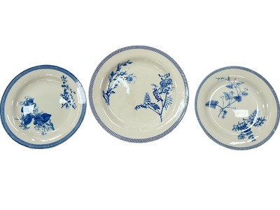 Lot 168 - Pair of Wedgwood pearlware blue printed botanical plates, and a similar larger plate