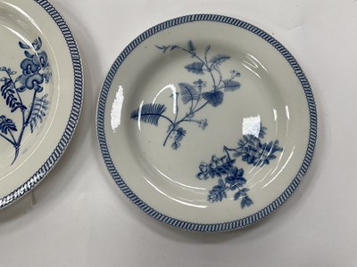 Lot 96 - Pair of Wedgwood pearlware blue printed botanical plates, and a similar larger plate
