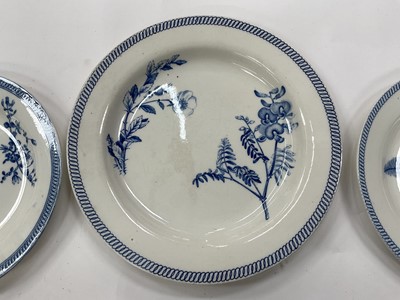 Lot 96 - Pair of Wedgwood pearlware blue printed botanical plates, and a similar larger plate