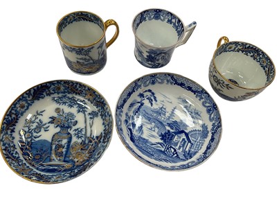 Lot 183 - Wedgwood blue printed coffee cup and saucer, and another blue printed trio