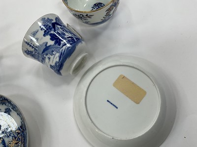 Lot 56 - Wedgwood blue printed coffee cup and saucer, and another blue printed trio