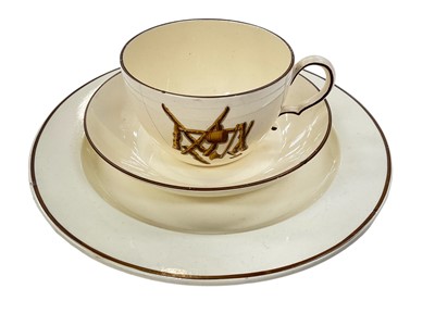 Lot 184 - Wedgwood creamware plate, painted with agricultural implements, and a similar teacup and saucer