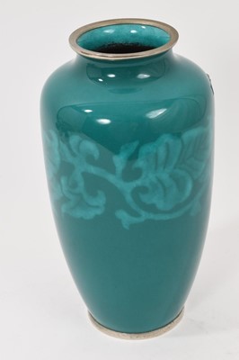 Lot 898 - Japanese enamel green ground vase stamped Sato