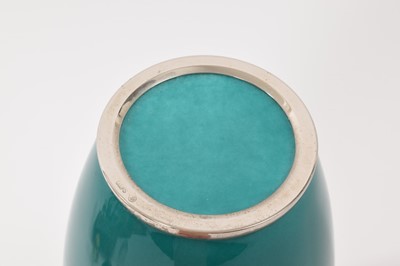 Lot 898 - Japanese enamel green ground vase stamped Sato