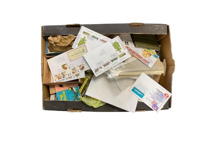 Lot 204 - Two boxes of stamps, tea cards, ephemera, etc